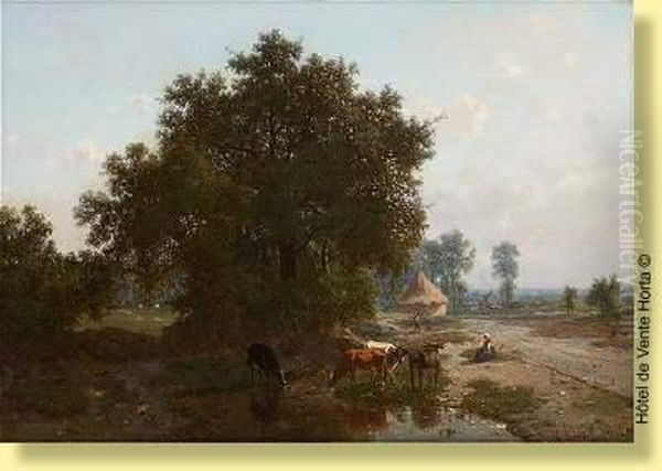 Repos Au Bord De La Riviere Oil Painting by Frans Keelhoff