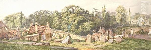 Weston Churchyard Near Bath Oil Painting by Alfred John Keene