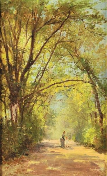 No Parque De Queluz Oil Painting by Alfredo Keil