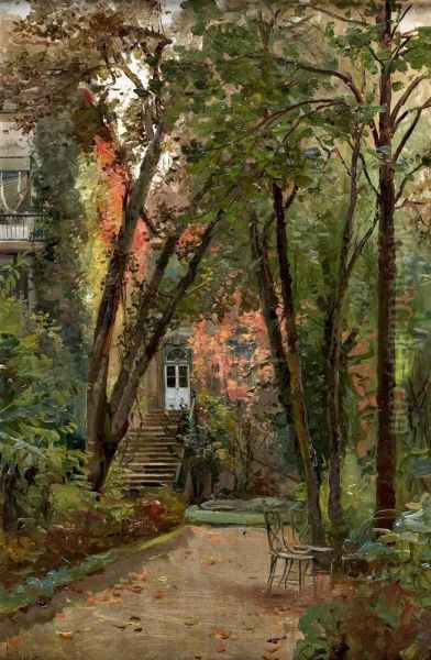 Paisagem De Jardim Oil Painting by Alfredo Keil