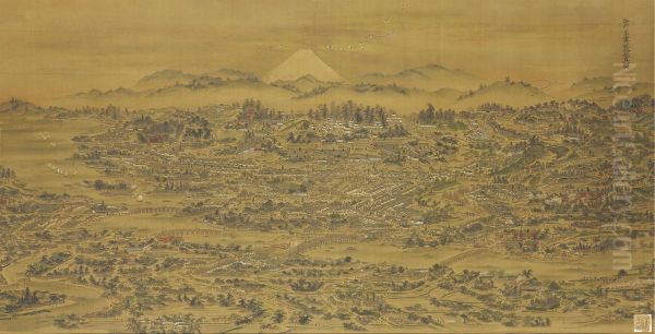 Panoramic View Of Edo Oil Painting by Kuwagata Keisai