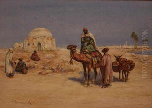 A Wayside Chat, Egypt Oil Painting by Arthur Keith