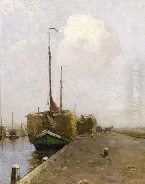 Moored Boats Oil Painting by Castle Keith