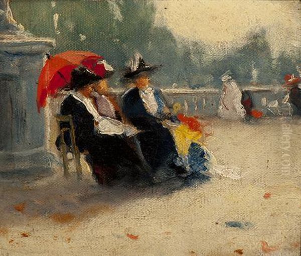 Les ... Dans Le Jardin Duluxembourg Oil Painting by William Castle Keith