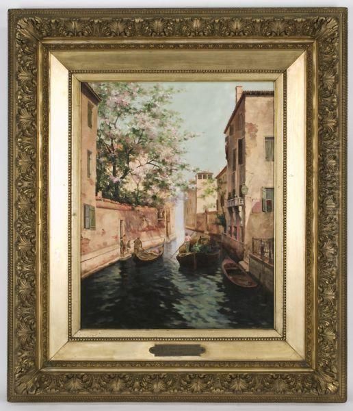 A Venetian Canal Scene Oil Painting by William Castle Keith