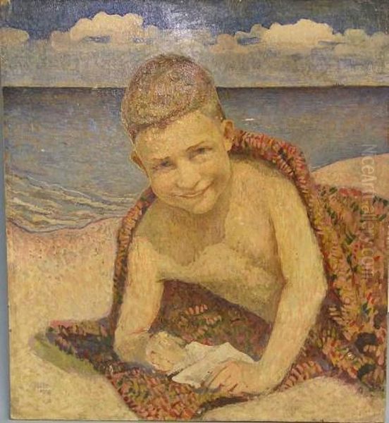 Knabe Am Strand Oil Painting by A. Keller