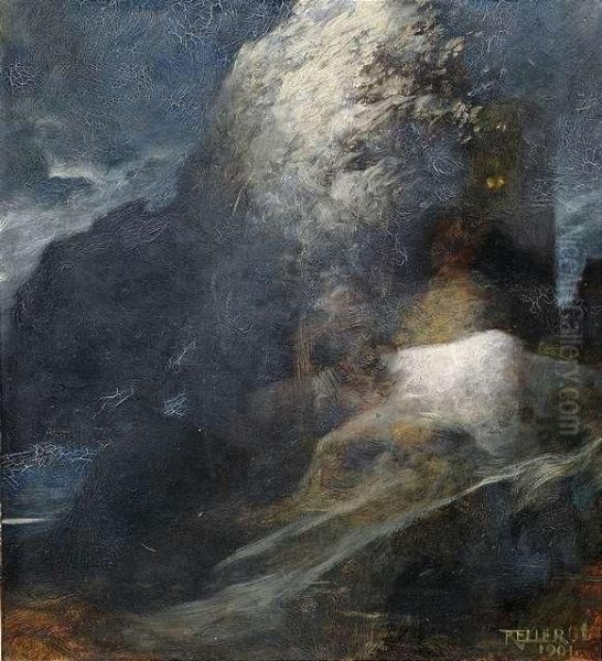 Nightly Island Of The Dead. Oil Painting by Ferdinand Keller