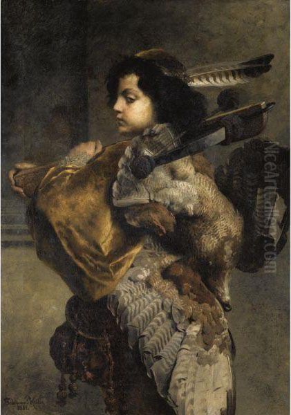 Jagender Jungling (young Hunter) Oil Painting by Ferdinand Keller