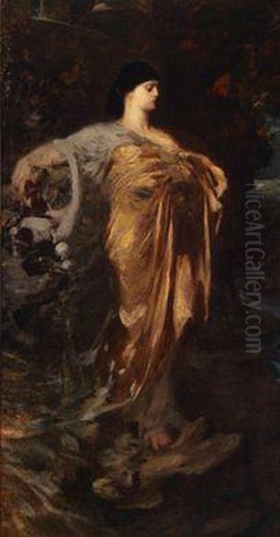 Sappho Oil Painting by Ferdinand Keller