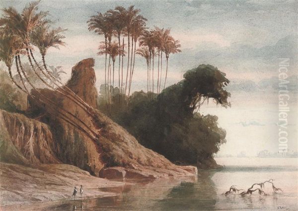 Brazilian River Landscape Oil Painting by Ferdinand Keller