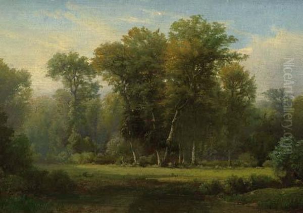 View Of A Clearing In The Forest. Oil Painting by Gottfried Keller