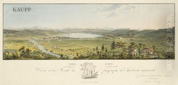 Blick Aus Der Gegend Um Zurich Auf Alpenpanorama Und Umland Oil Painting by Heinrich Keller