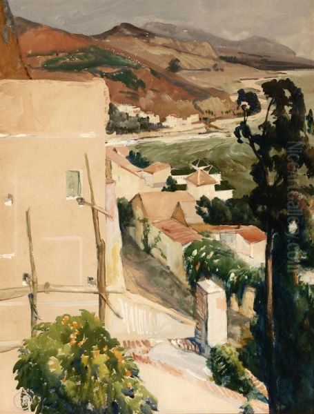 Spanish Coastal View Oil Painting by Henry George Keller