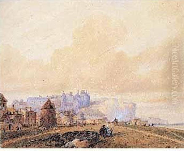 Dieppe, La Plage Et Le Chateau Oil Painting by Nicolas Joseph Kellin