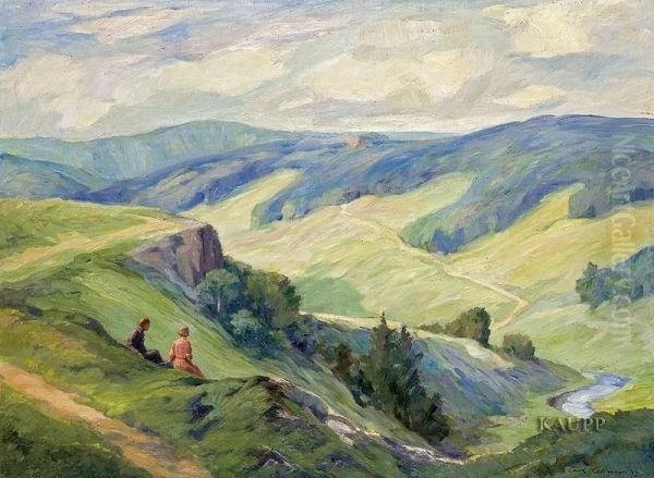 Idyllische Sommerliche Hugellandschaft Oil Painting by Karl Kellner