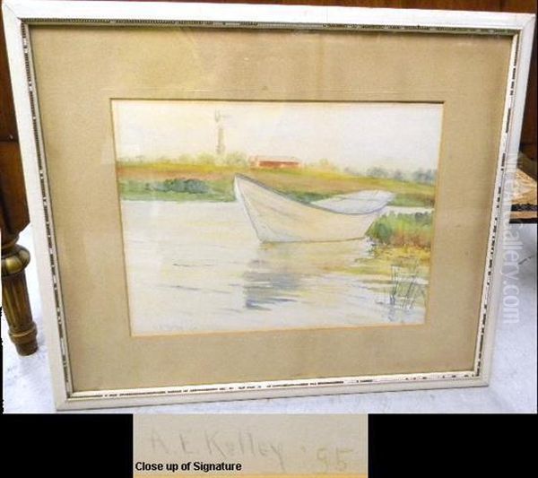 Depicts Dingy Boat Oil Painting by A. Elizabeth Kelly