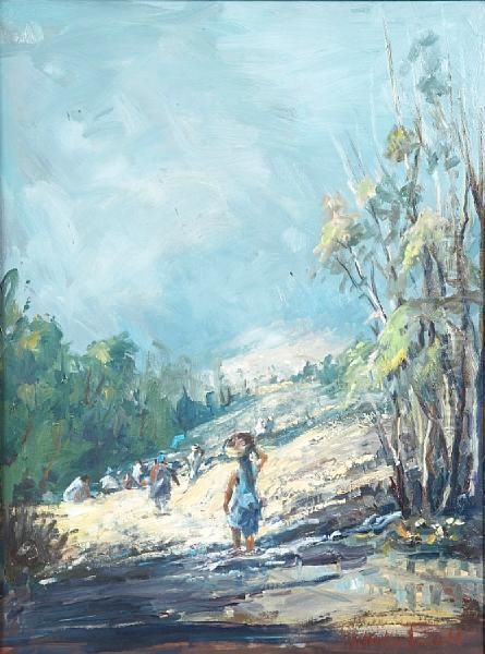 Indian Water Carriers Oil Painting by A. Elizabeth Kelly