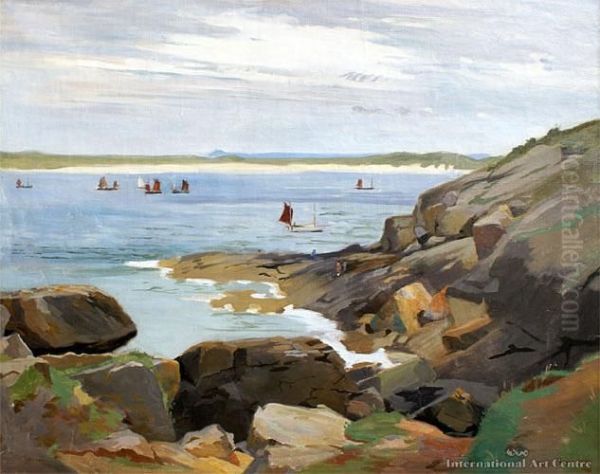 Fishing Boats Oil Painting by Cecil Kelly