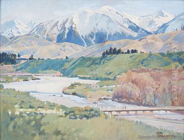 Kowhai River, Waimakariri Oil Painting by Cecil Kelly