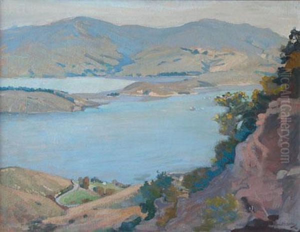 Lyttleton Harbour, Banks Peninsula Oil Painting by Cecil Kelly