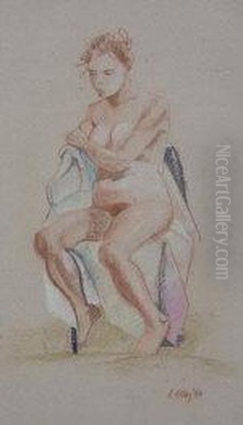 Nude Female, Seated On A Chair Oil Painting by Elisabeth Kelly