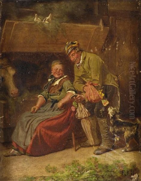 Auf Freiersfusen. Oil Painting by Franz Kels