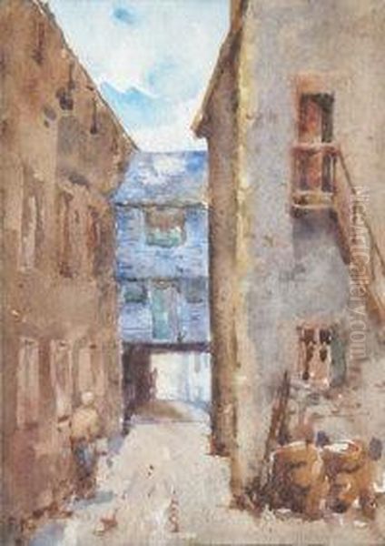 An Alleyway Oil Painting by Frank Kelsey