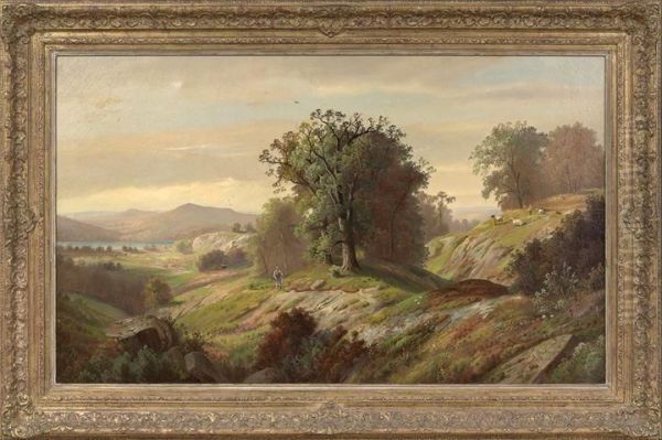 A Panoramic Autumnal Landscape Oil Painting by Henry W. Kemper