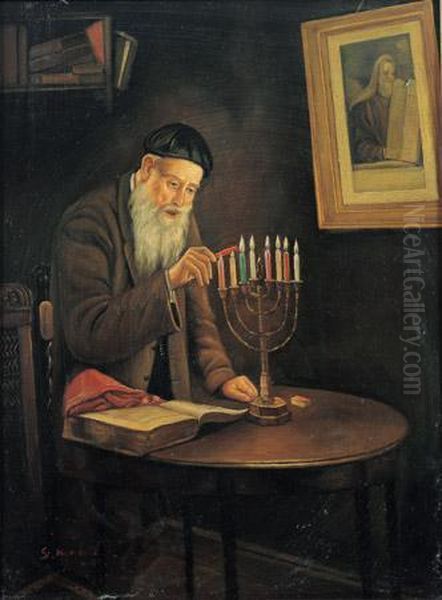 Hanukkah Candeles Oil Painting by William Sergeant Kendall