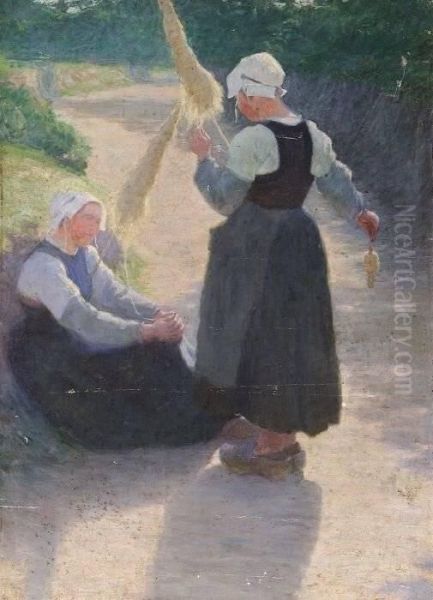 Two Brittany Girls Oil Painting by William Sergeant Kendall