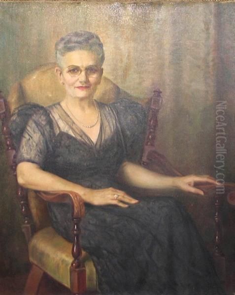 A Portrait Of A Lady With Glasses Oil Painting by Geza Kende