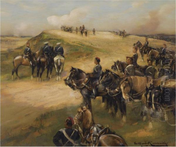 The Royal Horse Artillery In Action Oil Painting by William Kennedy