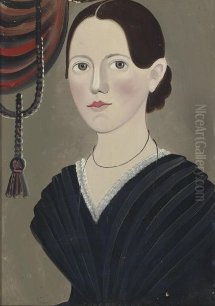 Portrait Of A Woman With Black Hair Oil Painting by William W. Kennedy