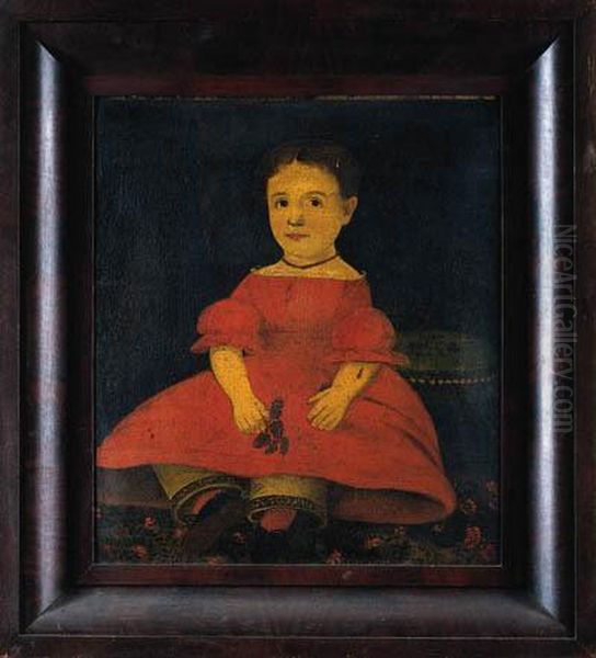 Portrait Of A Girl In A Red Dress Oil Painting by William W. Kennedy