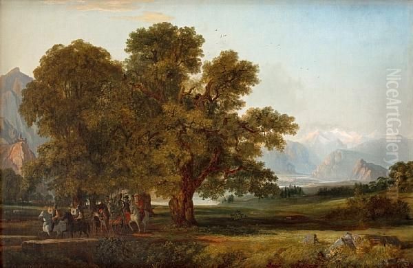 Italian Landscape Oil Painting by John Frederick Kensett