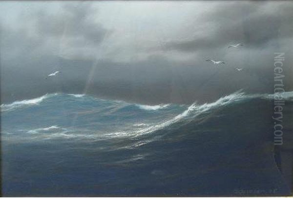 Rough Seas At Dusk Oil Painting by Carl Kenzler