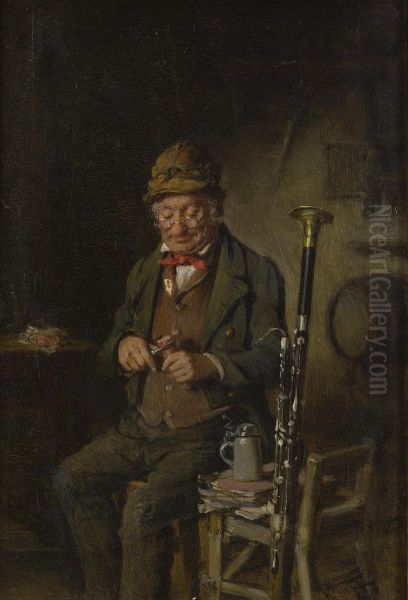 The Oboist Oil Painting by Hermann Kern