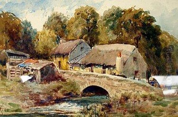 The Farm Stream Oil Painting by Frederick James Kerr