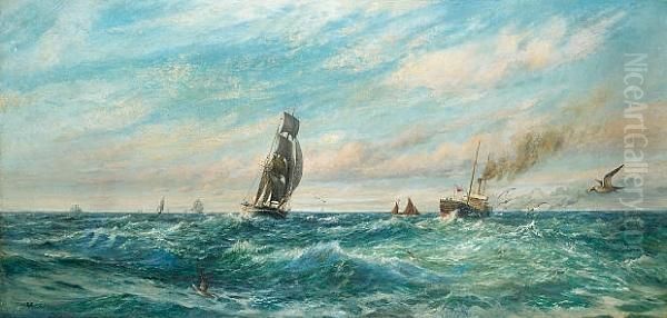 Sail And Steam On Converging Courses Oil Painting by George Cochrane Kerr