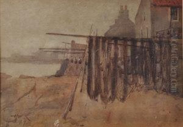 Drying The Nets Oil Painting by Henry Wright Kerr