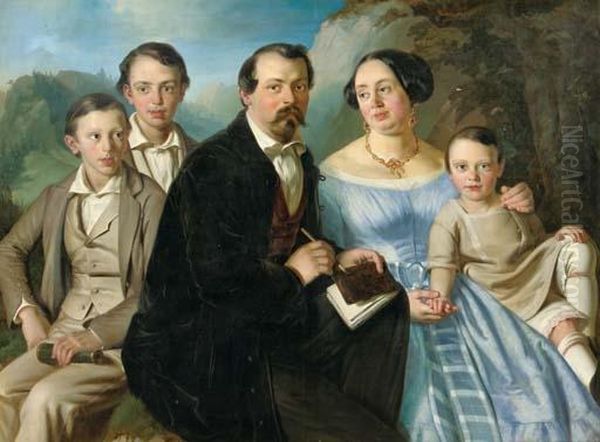 Portrait Of The Sodoma Family Oil Painting by Joseph Kessler