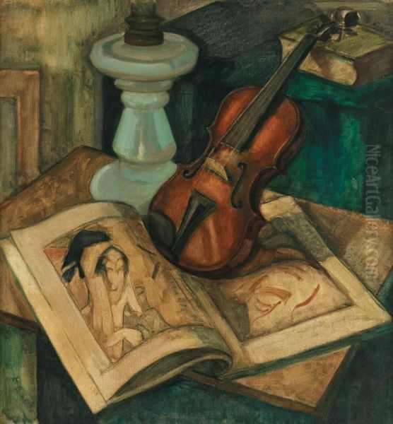 Composition Au Violon Oil Painting by Dick Ket