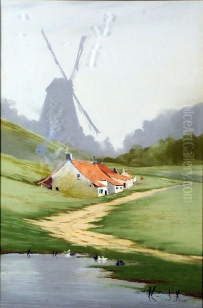 Paysage Avec Moulin Oil Painting by Vital Keuller