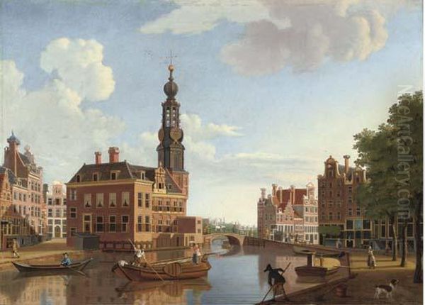 The Singel With The Munttoren, Amsterdam Oil Painting by Hendrik Keun