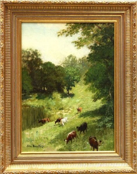 Cattle On A Hillside Oil Painting by John Ross Key