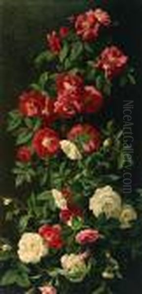 Still Life Of Roses Oil Painting by John Ross Key