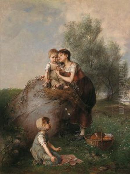 La Prima Gita Del Bebe Oil Painting by Emil Keyser