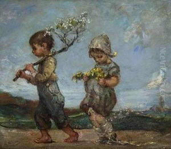 Die Blumenfreunde. Oil Painting by Emil Keyser