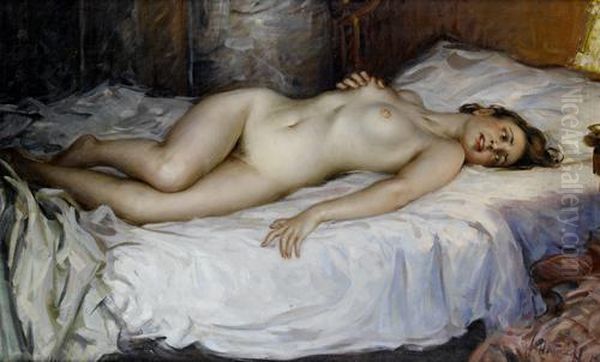 Enraptured Nude Oil Painting by Nikolai Vasilievich Kharitonov