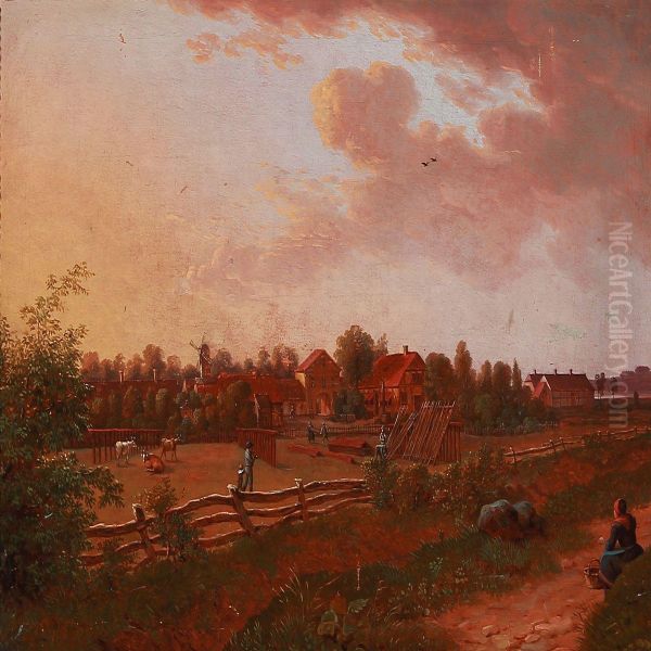 View Of Amager With Councillor Oil Painting by F. C. Kiaerschou